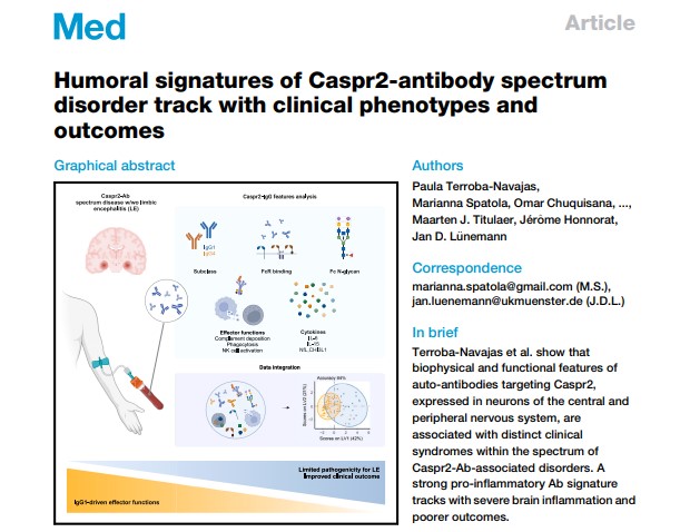 Octobre 2024 - Article: Humoral signatures of Caspr2...