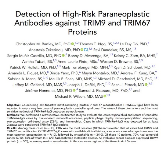 September 2023 - Article: Detection of High-Risk Paraneoplastic...