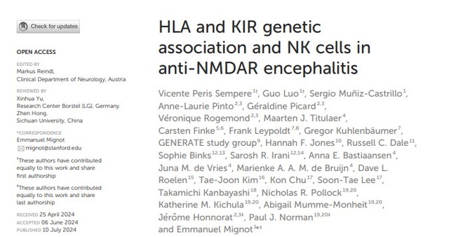 Juillet 2024 - Article: HLA and KIR genetic association and NK cells....