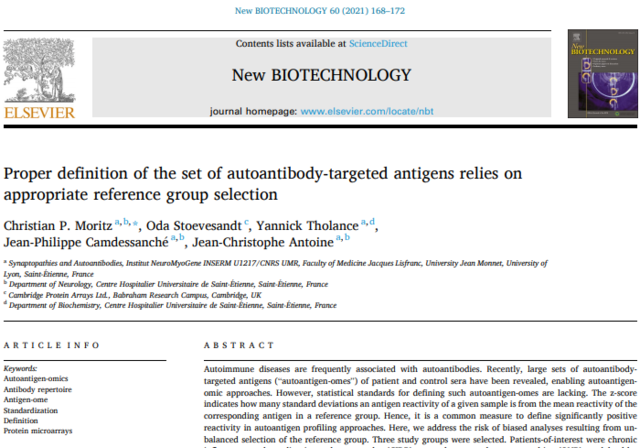 Octobre 2020 - Article: Proper definition of the set of autoantibody...