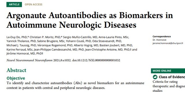 Août 2021 - Article: Argonaute Autoantibodies as Biomarkers