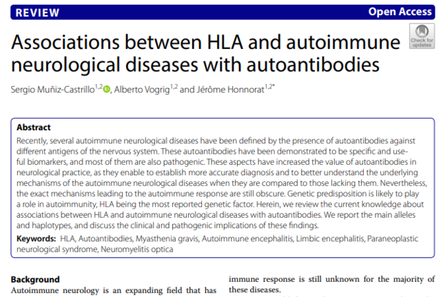 Janvier 2020 - Revue: Association between HLA and autoimmune...