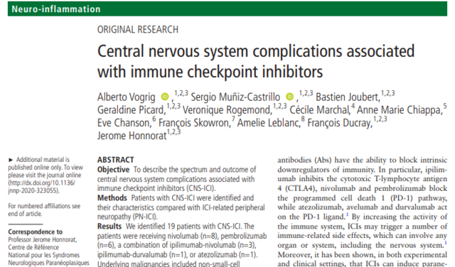 Juin 2020 - Article: Central nervous system complications associates...