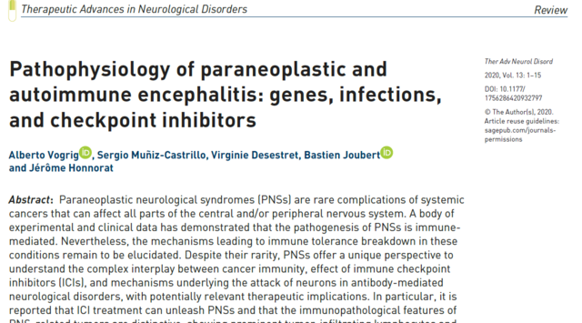 June 2020 - Review: Pathophysiology of paraneoplastic autoimmune...