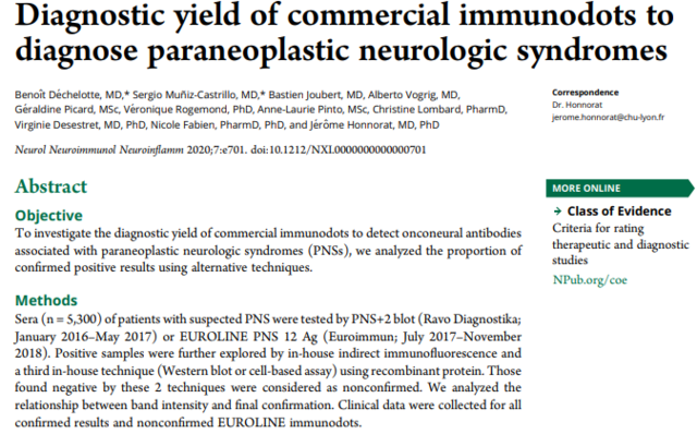 Mars 2020 - Article: Diagnostic yield of commercial immunodots to....