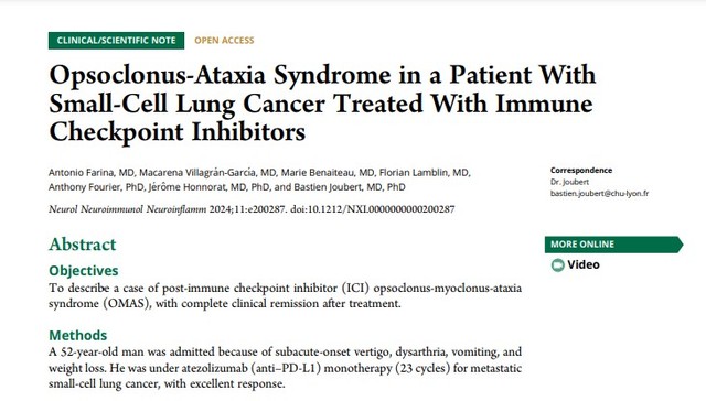 Juillet 2024 - Article: Opsoclonus-Ataxia Syndrome in a Patient With