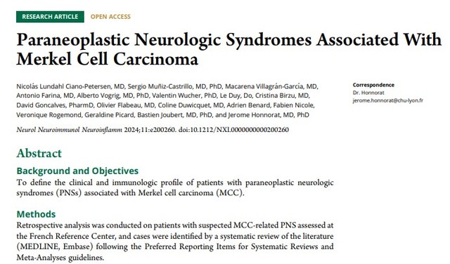 October 2024: PNS Associated With Merkel Cell Carcinoma