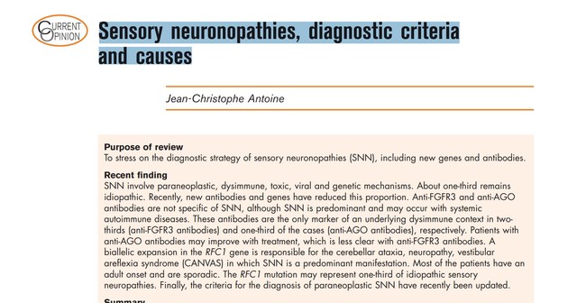 August 2022 - Review: Sensory neuronopathies....